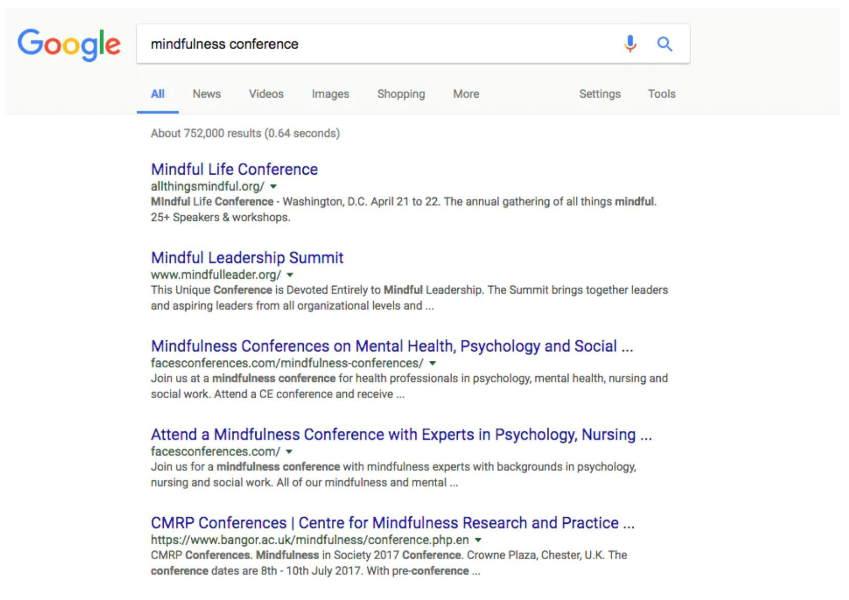 Google showing search results for