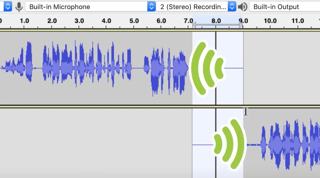 Crossfade Tracks with green sound waves