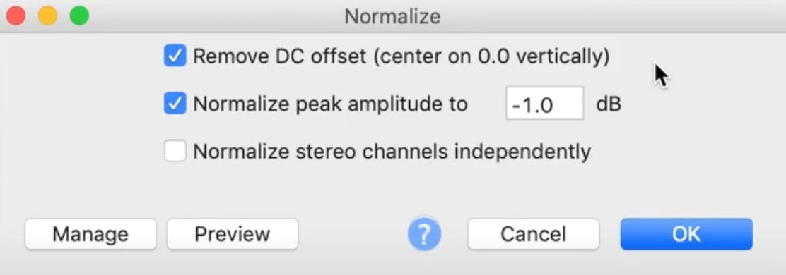 Normalize menu with three checkboxes